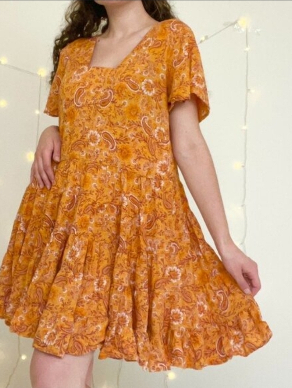 ❤️ PATRONS OF PEACE PAISLEY BOHO BABYDOLL DRESS, MEDIUM